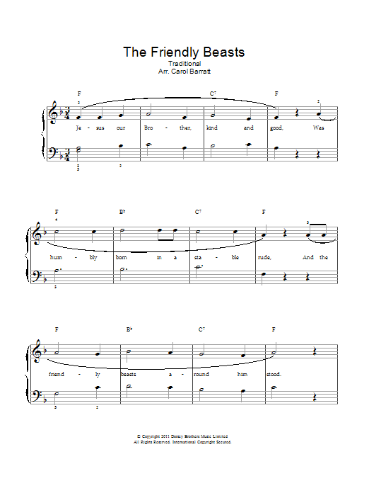 Download Traditional Carol The Friendly Beasts Sheet Music