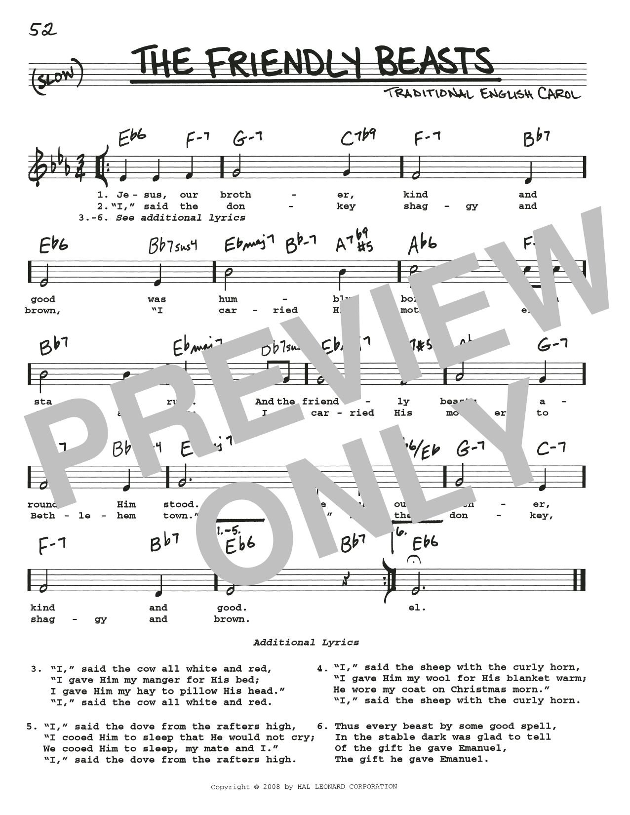 Download Traditional English Carol The Friendly Beasts Sheet Music