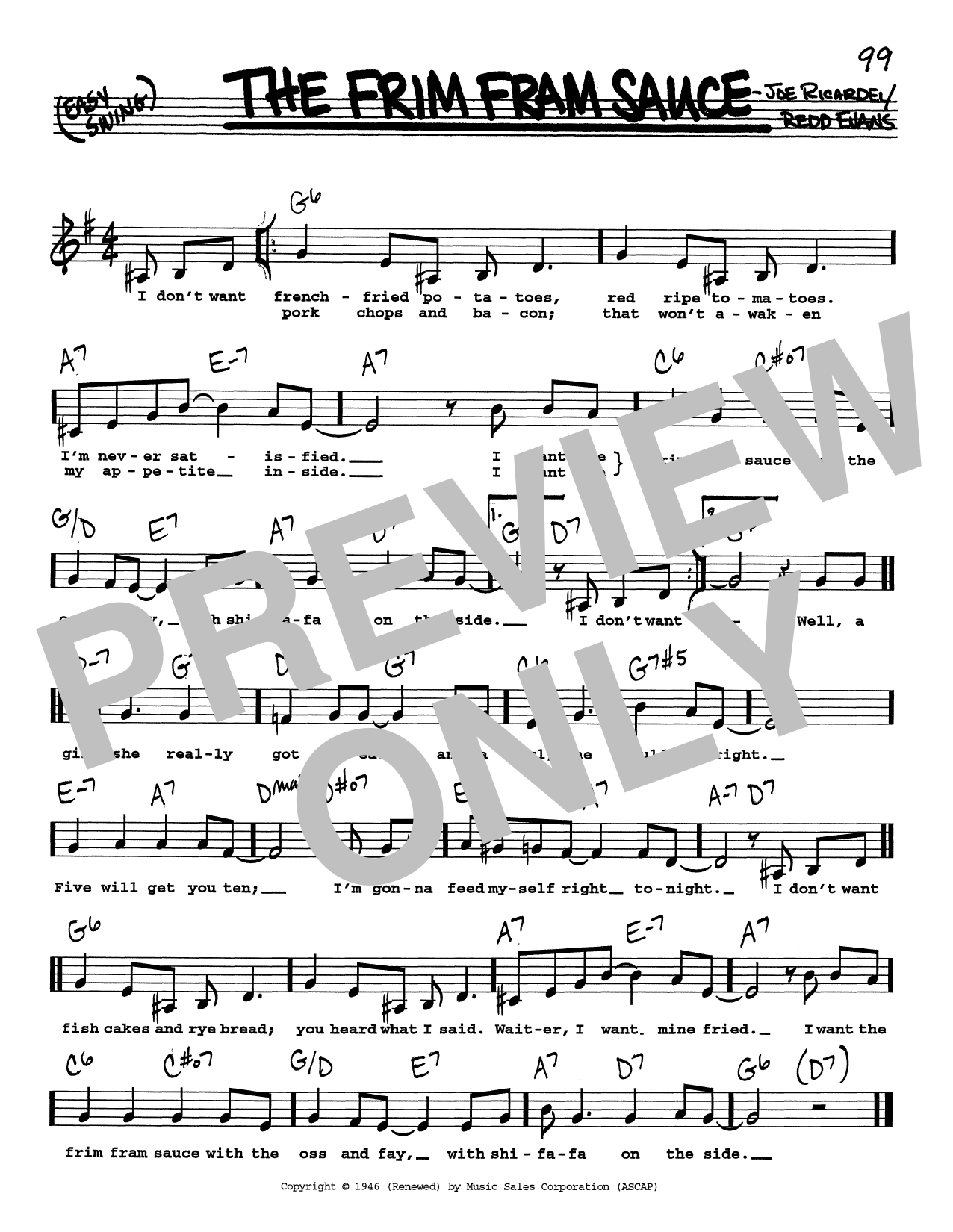 Joe Ricardel The Frim Fram Sauce (Low Voice) sheet music notes printable PDF score