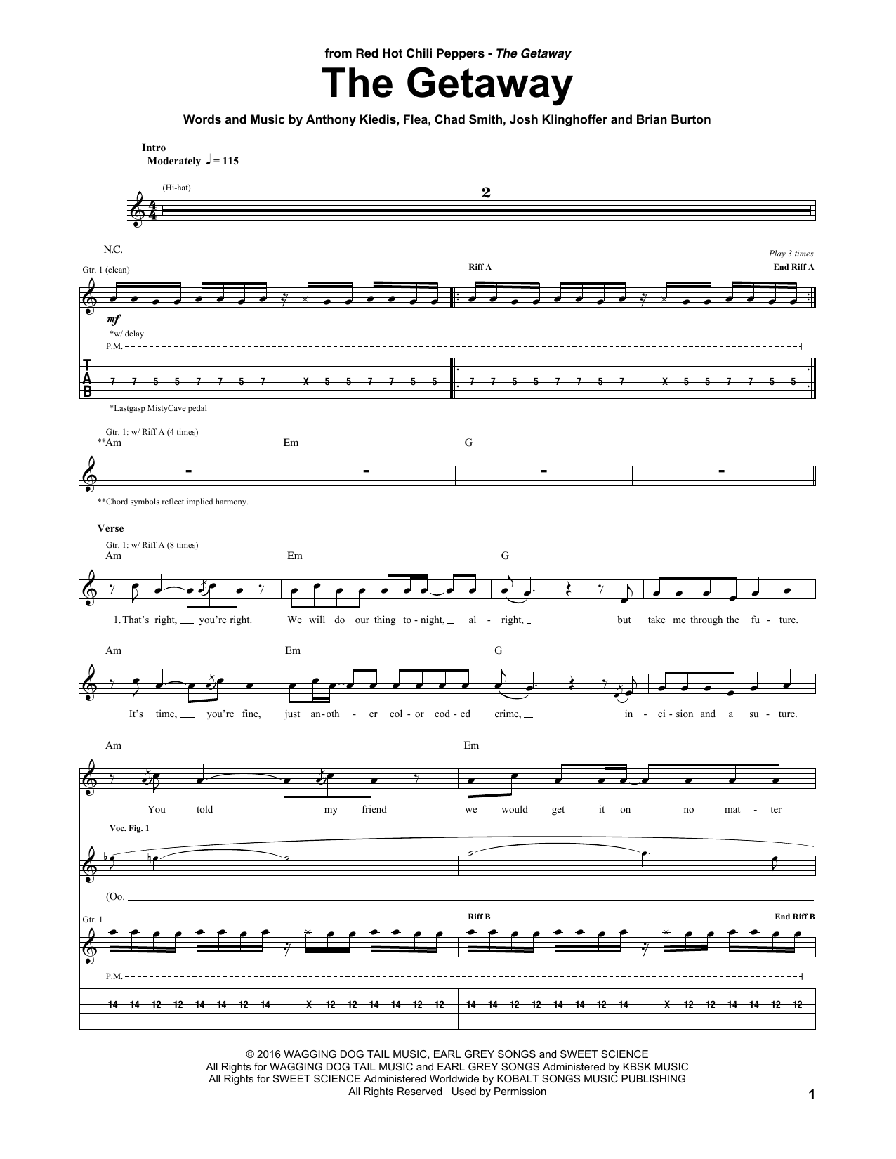 Download Red Hot Chili Peppers The Getaway Sheet Music