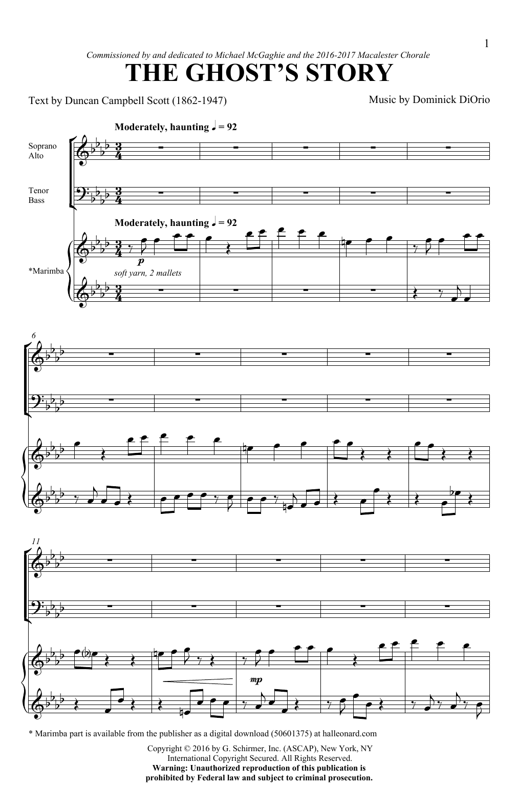 Download Duncan Campbell Scott & Dominick DiO The Ghost's Story Sheet Music