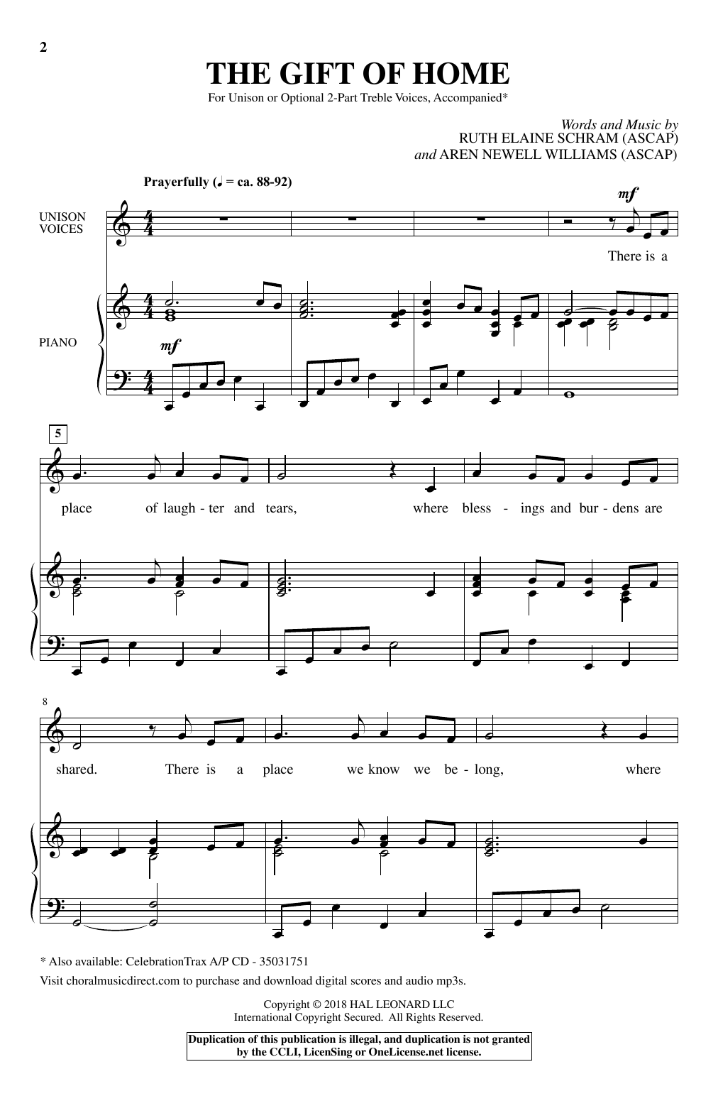 Download Ruth Elaine Schram The Gift Of Home Sheet Music