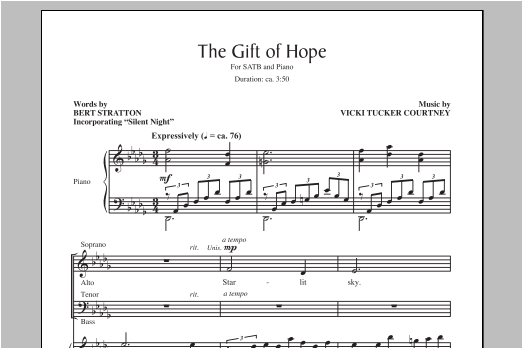 Download Vicki Tucker Courtney The Gift Of Hope Sheet Music