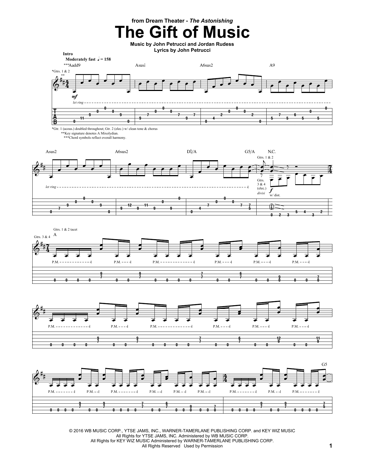 Download Dream Theater The Gift Of Music Sheet Music