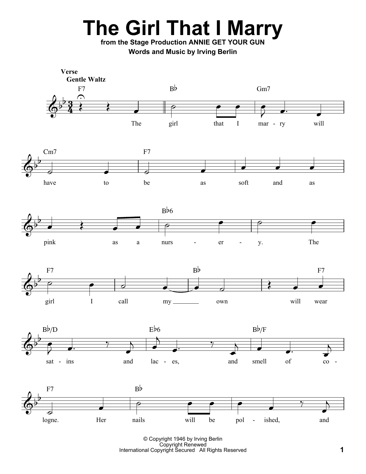 Download Irving Berlin The Girl That I Marry Sheet Music
