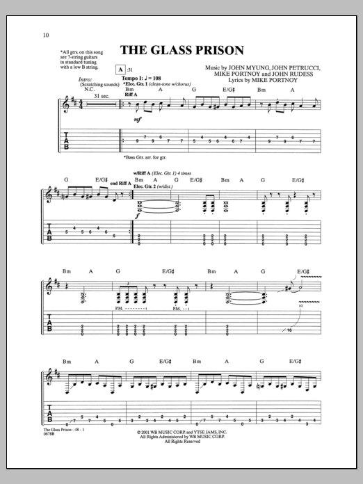 Download Dream Theater The Glass Prison Sheet Music