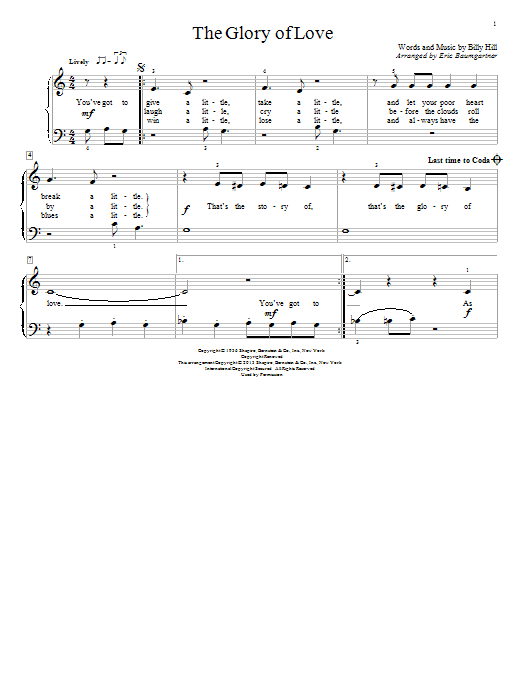 Download Eric Baumgartner The Glory Of Love Sheet Music