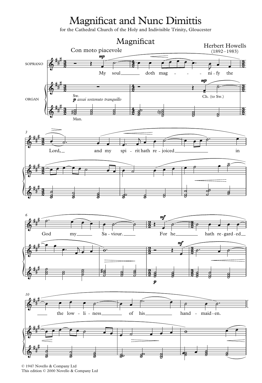 Download Herbert Howells The Gloucester Magnificat And Nunc Dimi Sheet Music