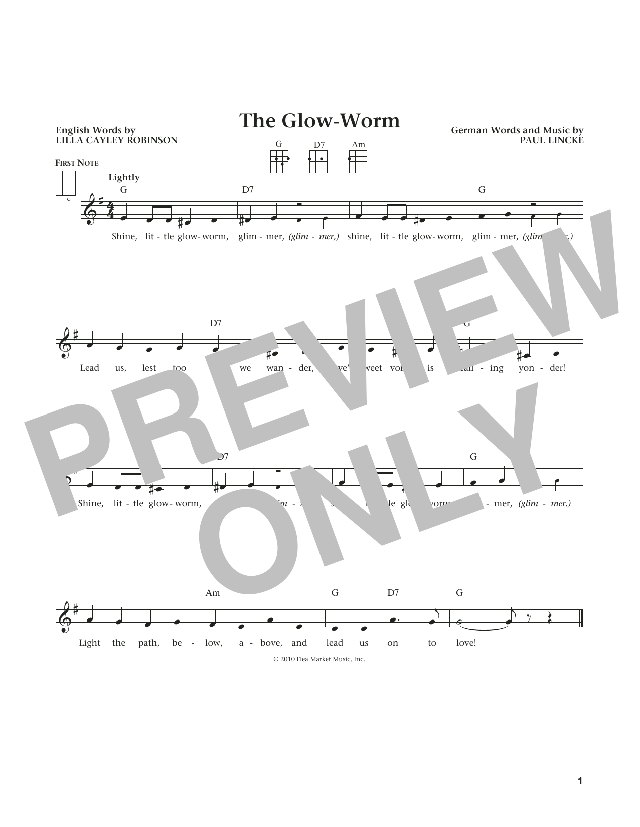 Download Lilla Cayley Robinson The Glow Worm (from The Daily Ukulele) Sheet Music