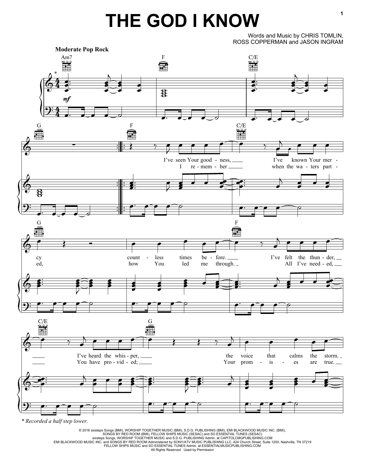 Download Chris Tomlin The God I Know Sheet Music