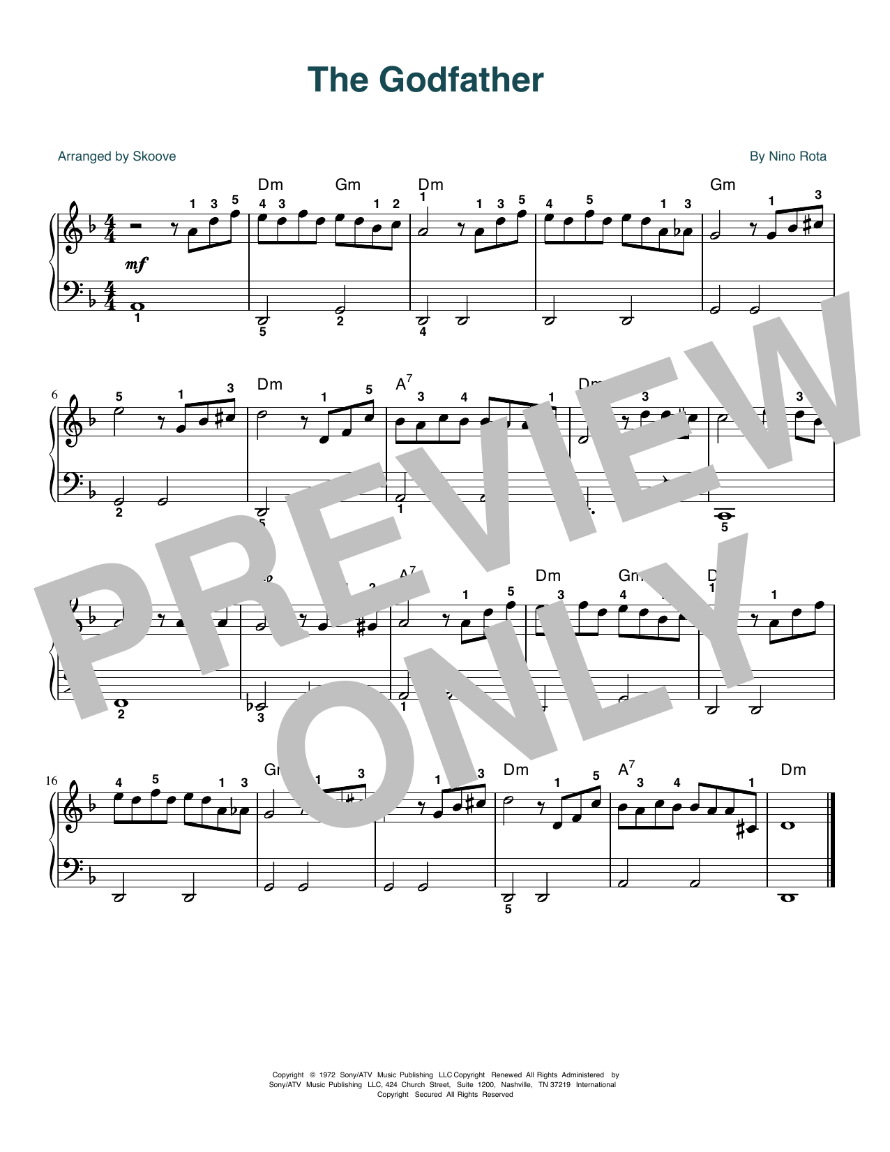 Download Nino Rota The Godfather (Love Theme) (arr. Skoove Sheet Music