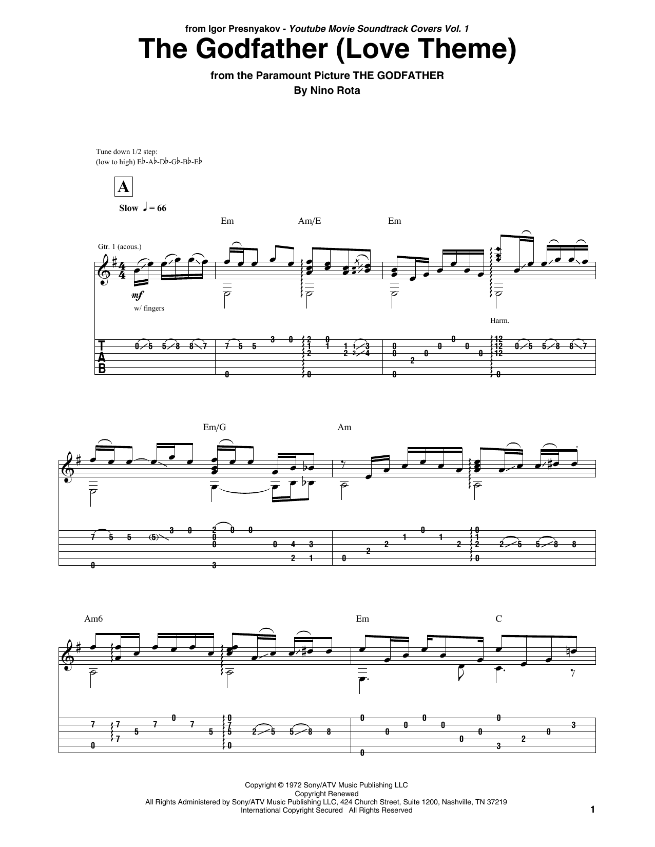 Download Nino Rota The Godfather (Love Theme) Sheet Music