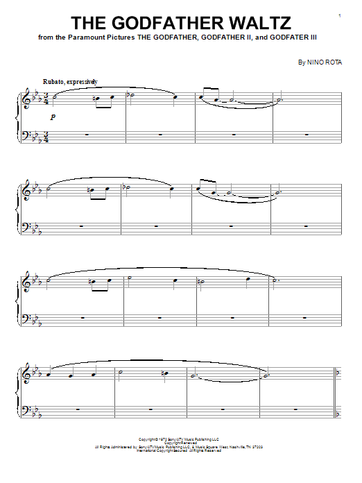 Download Nino Rota The Godfather Waltz Sheet Music