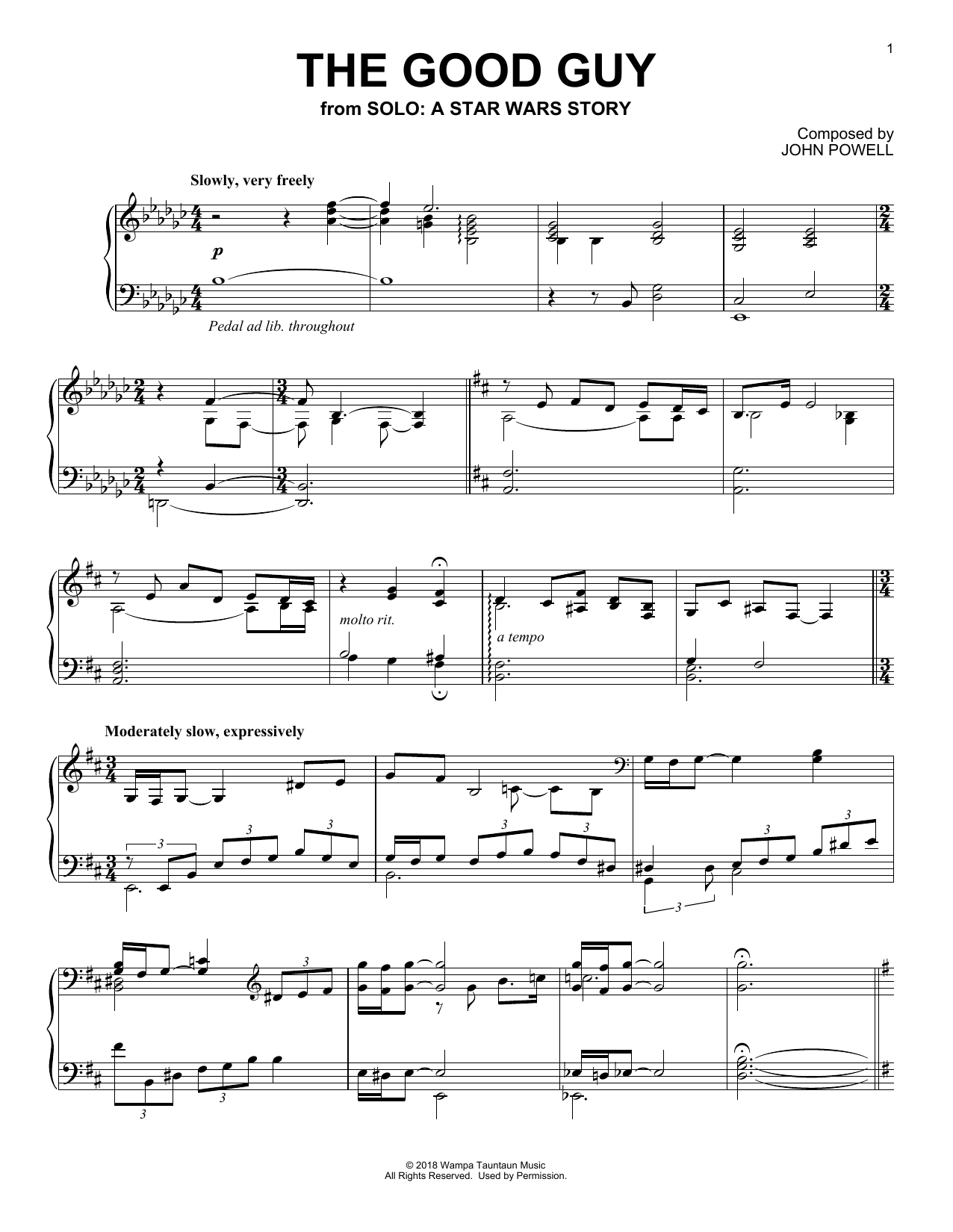 Download John Powell The Good Guy (from Solo: A Star Wars St Sheet Music