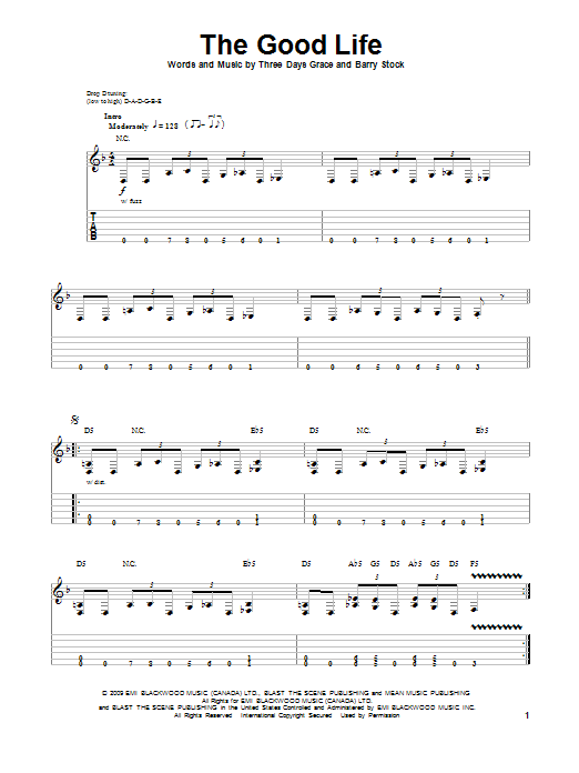 Download Three Days Grace The Good Life Sheet Music