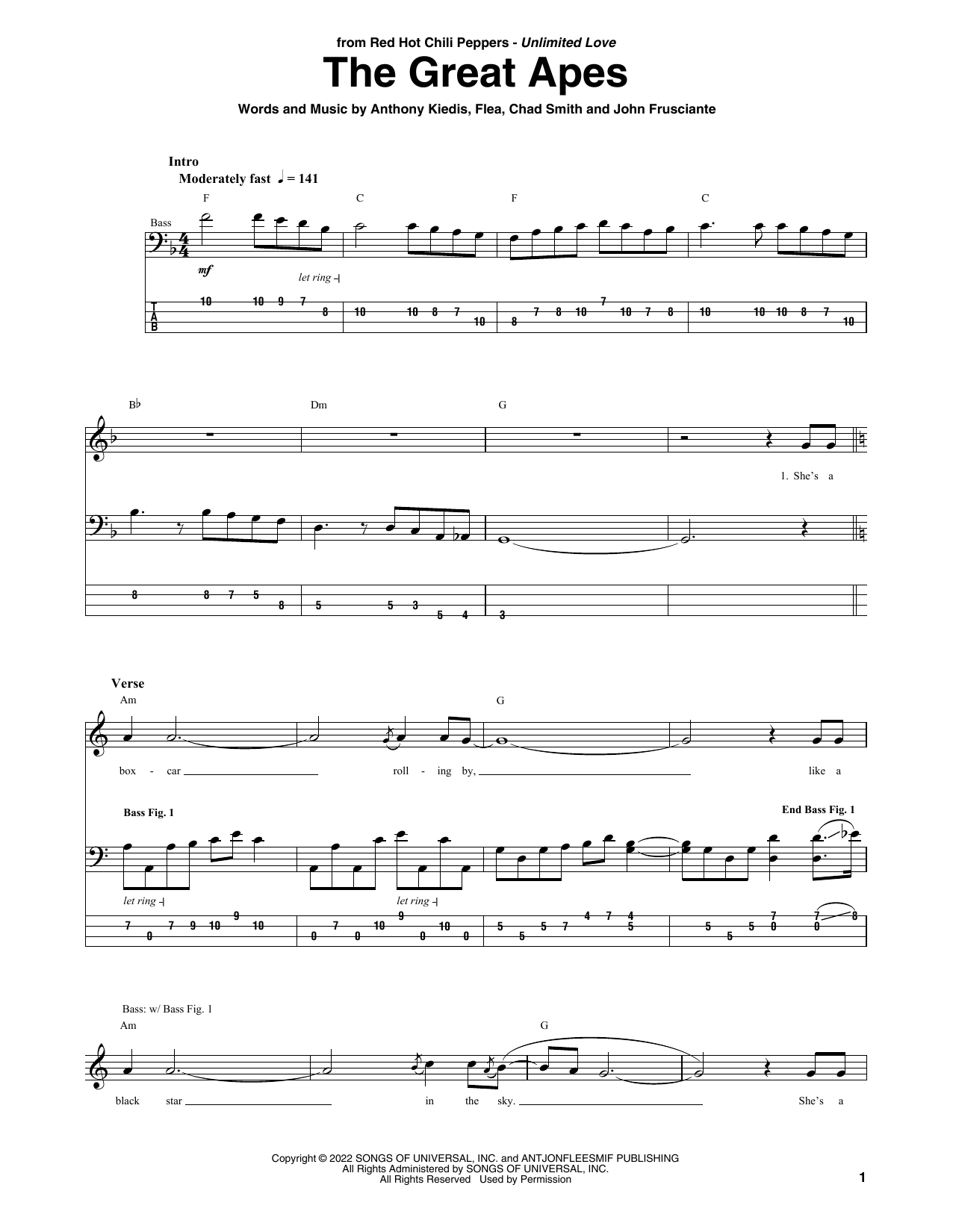 Download Red Hot Chili Peppers The Great Apes Sheet Music