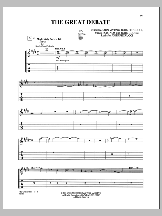 Download Dream Theater The Great Debate Sheet Music