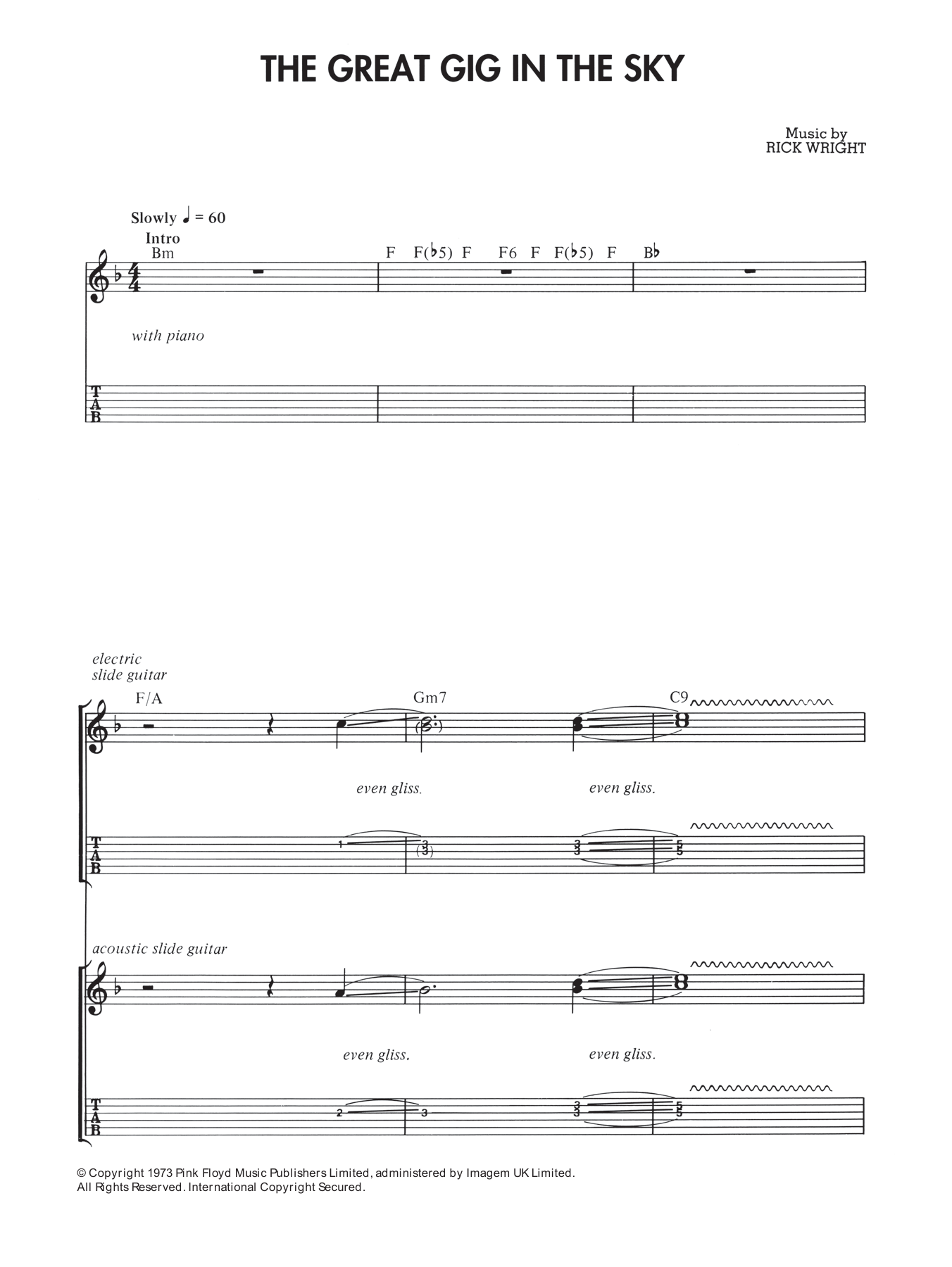 Download Pink Floyd The Great Gig In The Sky Sheet Music