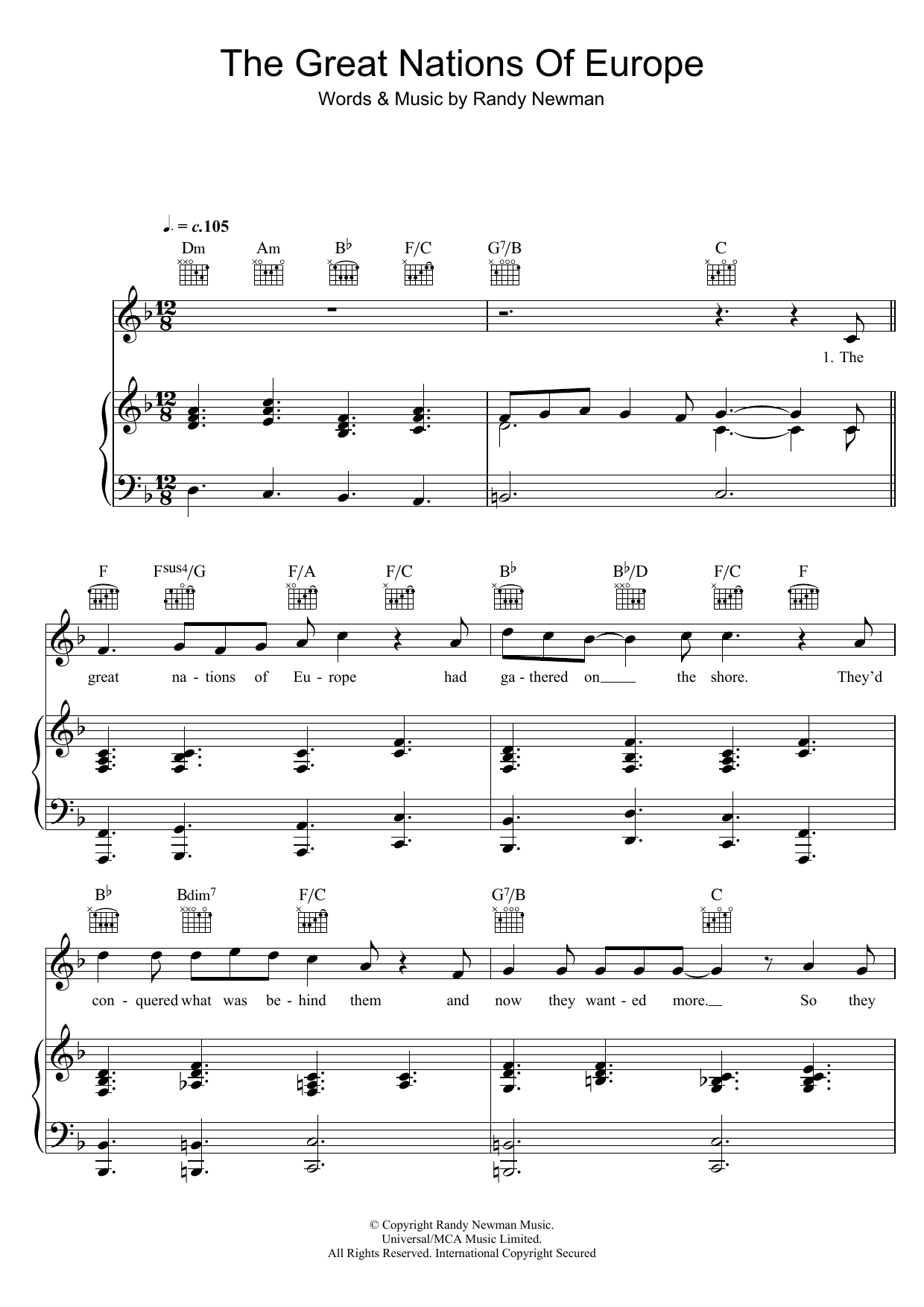Download Randy Newman The Great Nations Of Europe Sheet Music