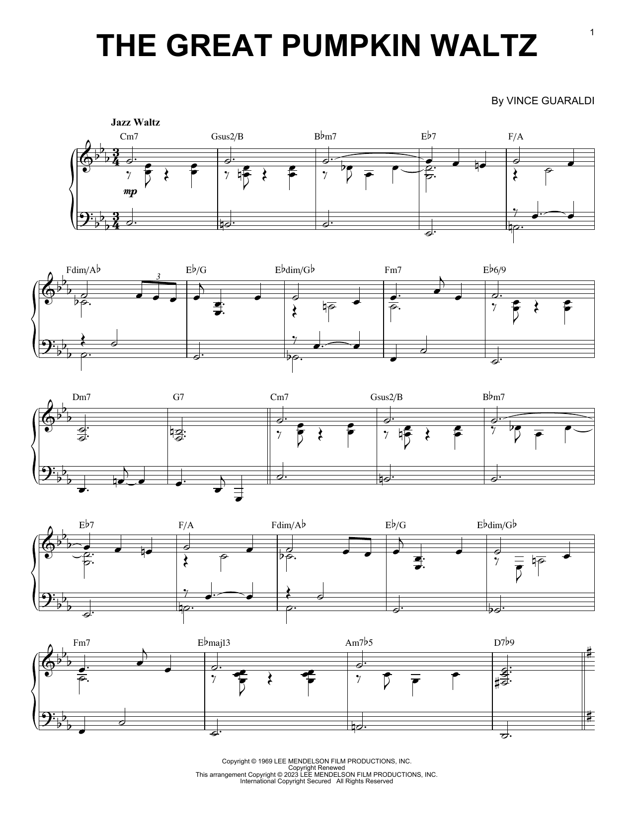 Download Vince Guaraldi The Great Pumpkin Waltz [Jazz version] Sheet Music