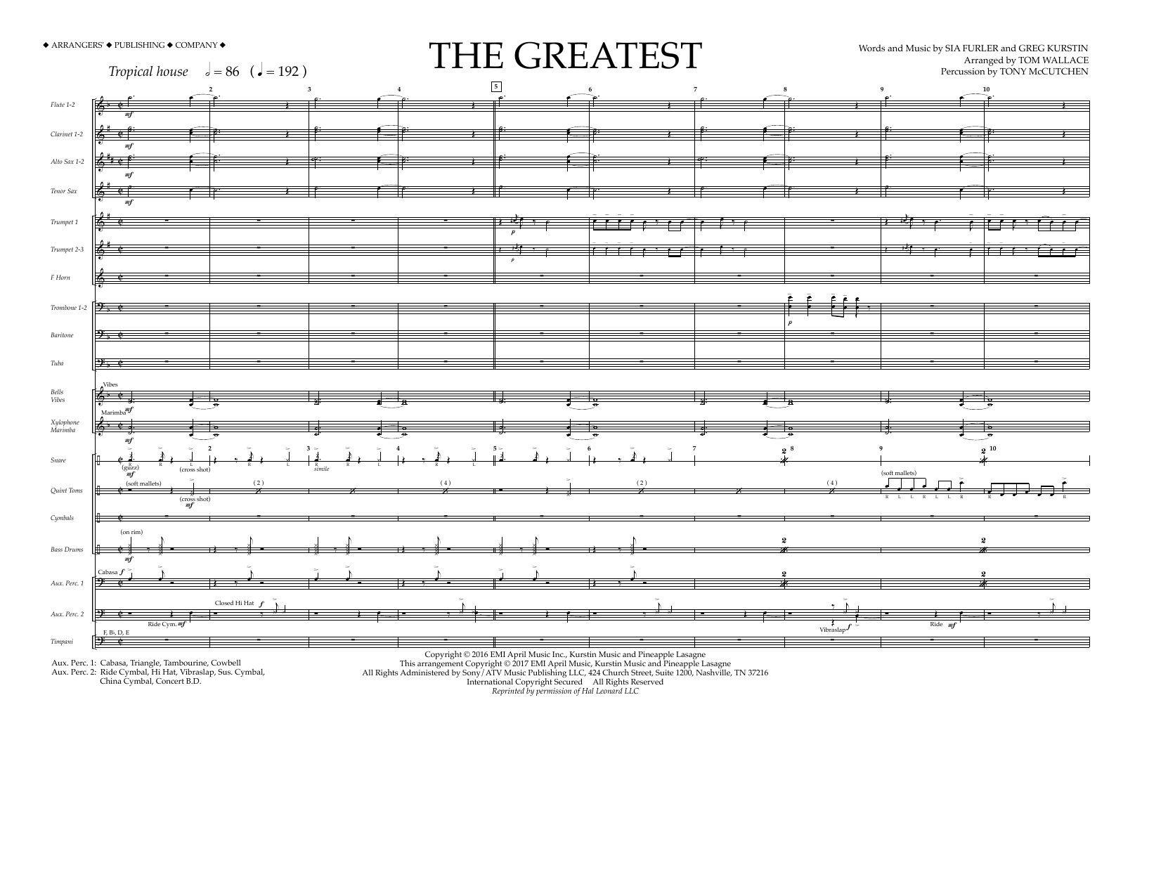 Download Tom Wallace The Greatest - Full Score Sheet Music