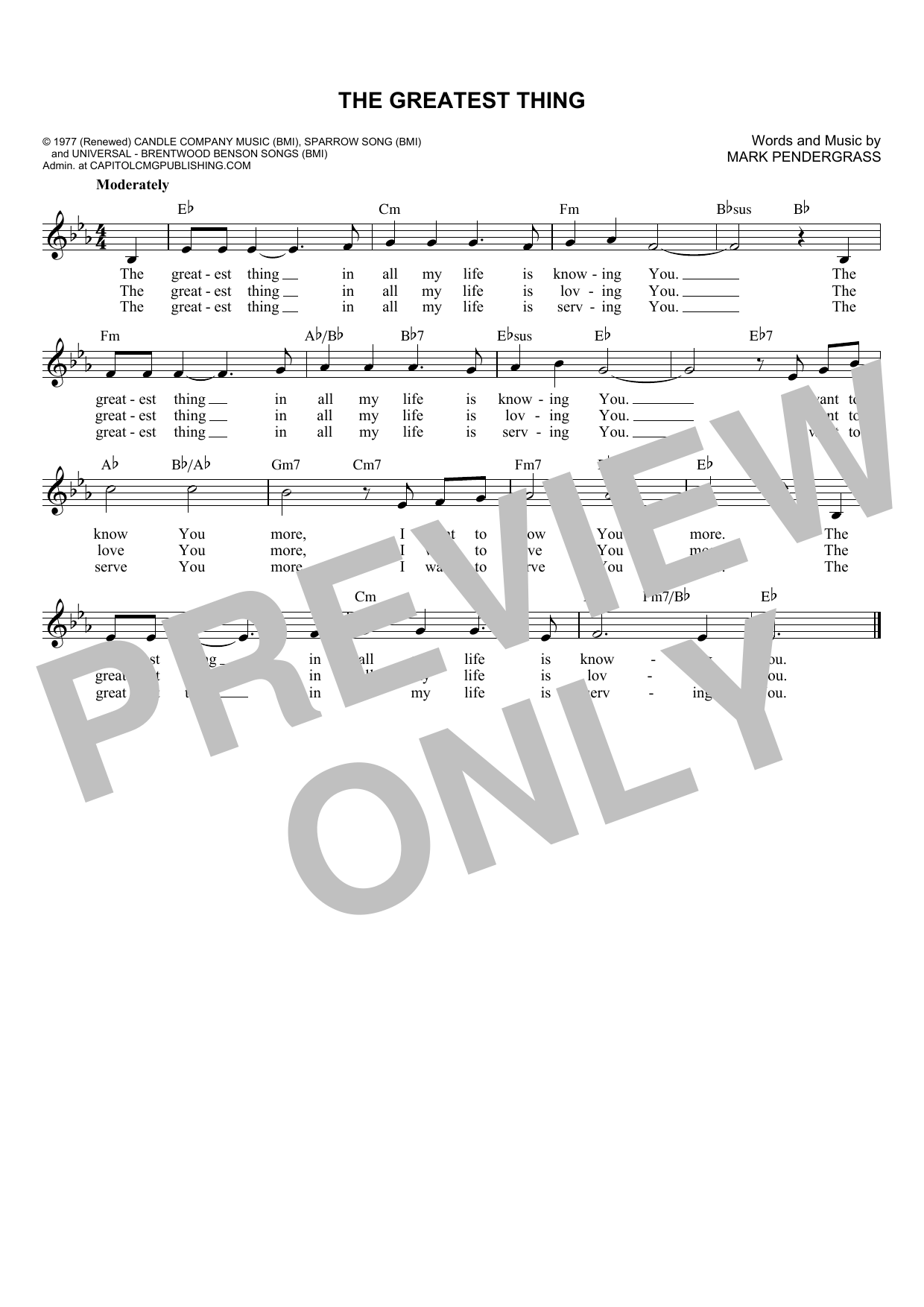 Download Mark Pendergrass The Greatest Thing Sheet Music
