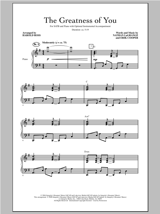 Download Harold Ross The Greatness Of You Sheet Music