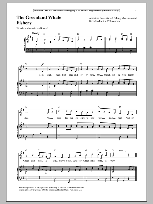 Download Traditional The Greenland Whale Fishery Sheet Music