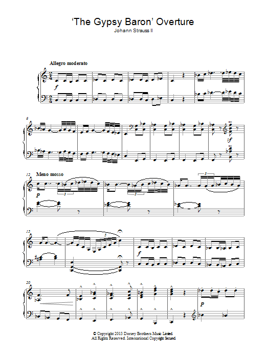 Download Johann Strauss II The Gypsy Baron Sheet Music