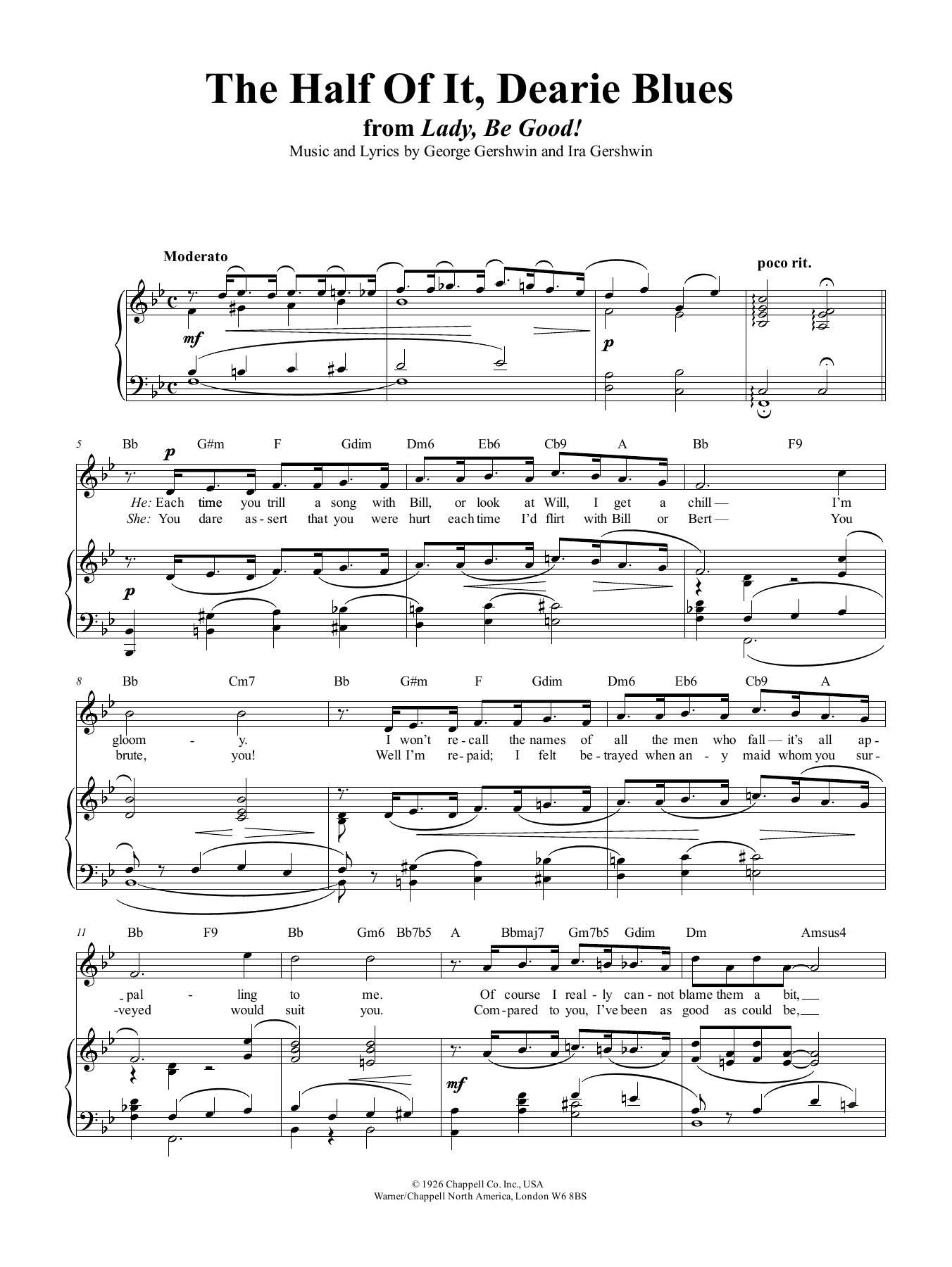 Download George Gershwin The Half Of It, Dearie Blues Sheet Music