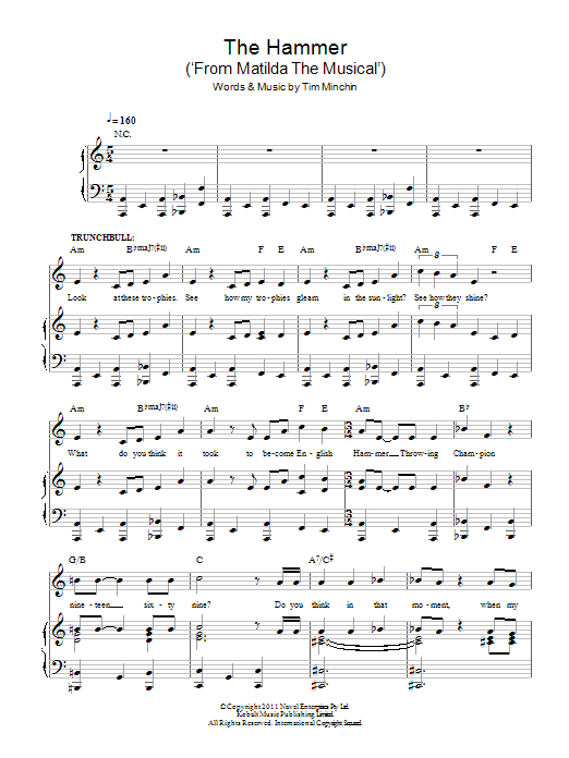 Download Tim Minchin The Hammer (From 'Matilda The Musical') Sheet Music