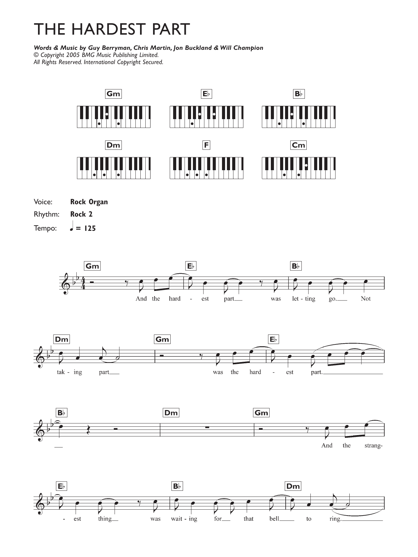 Download Coldplay The Hardest Part Sheet Music