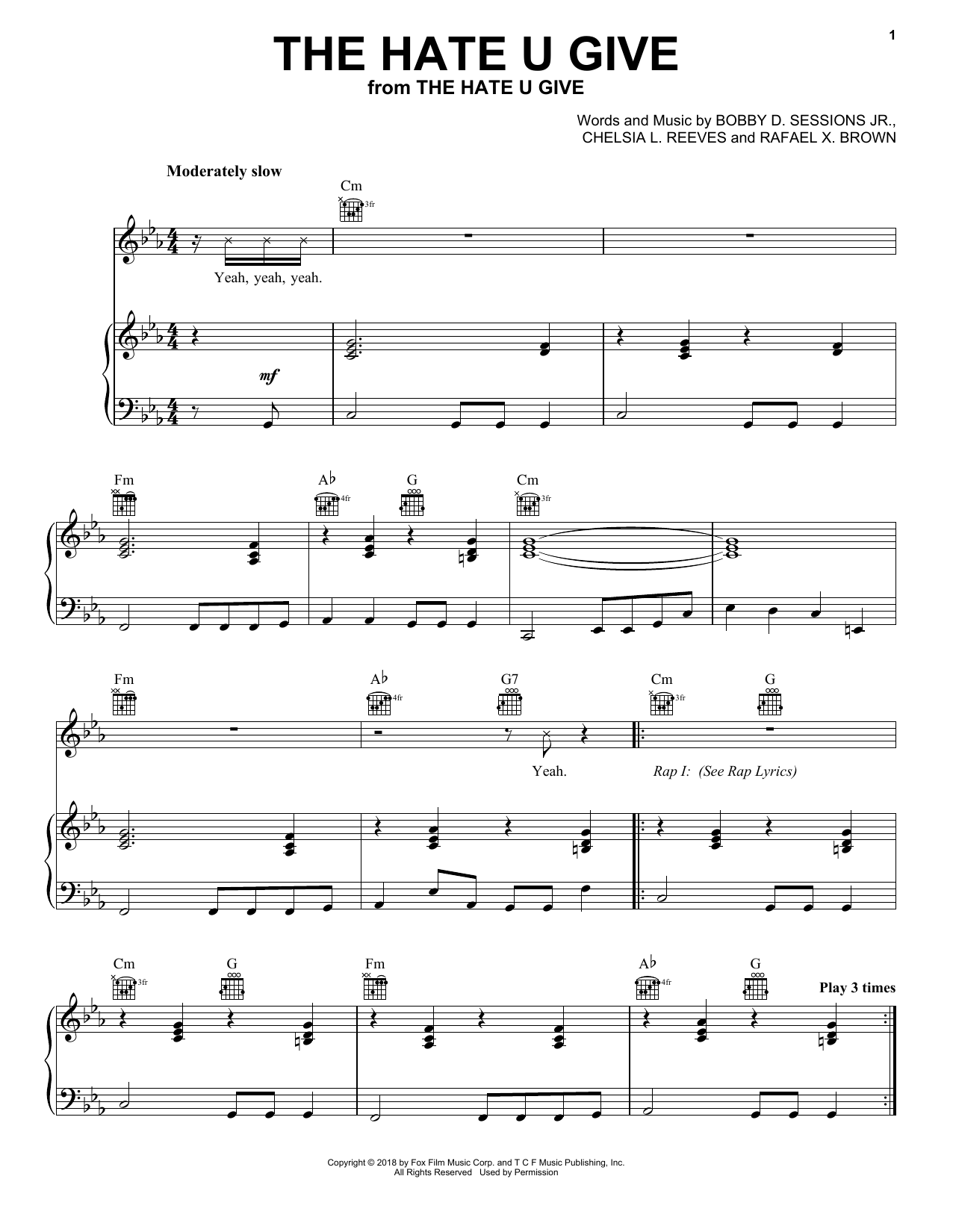 Download Bobby Sessions The Hate U Give (Feat. Keite Young) Sheet Music