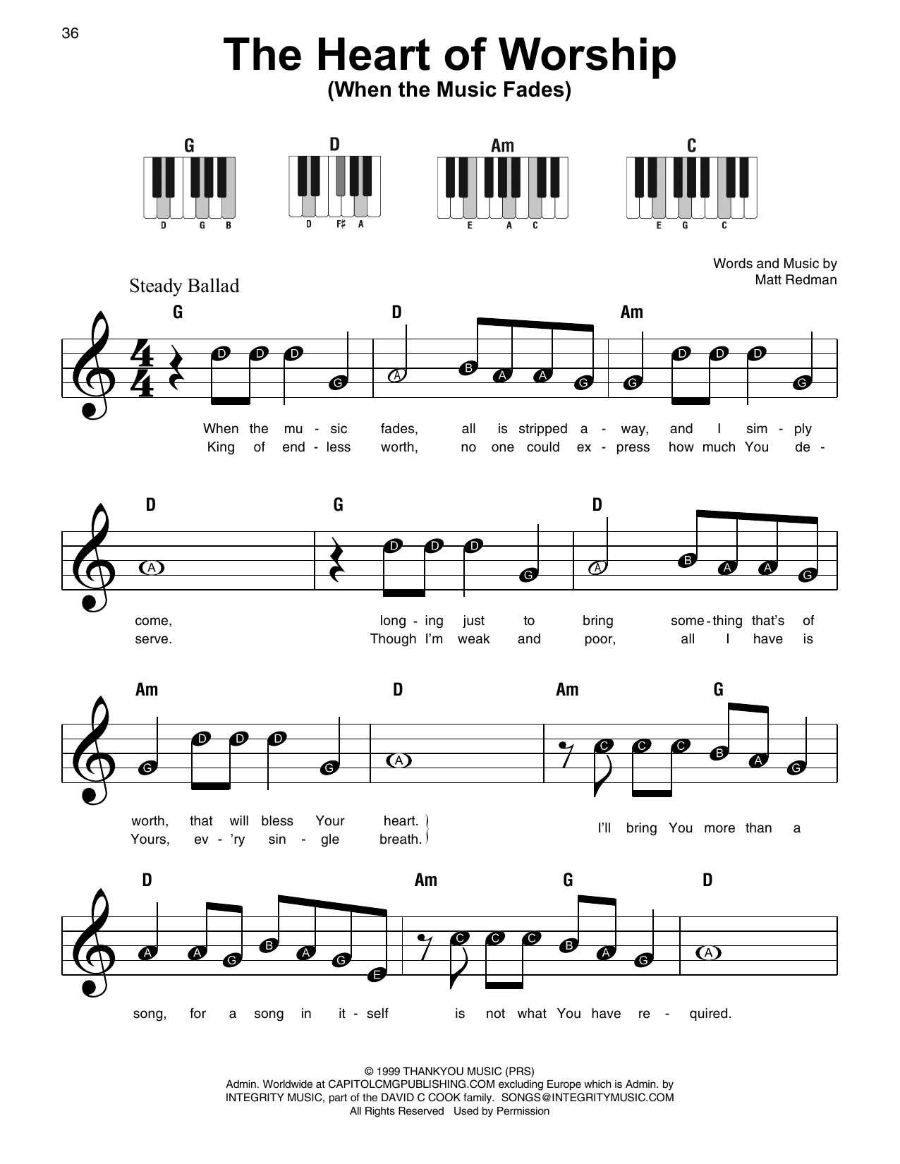 Download Matt Redman The Heart Of Worship (When The Music Fa Sheet Music