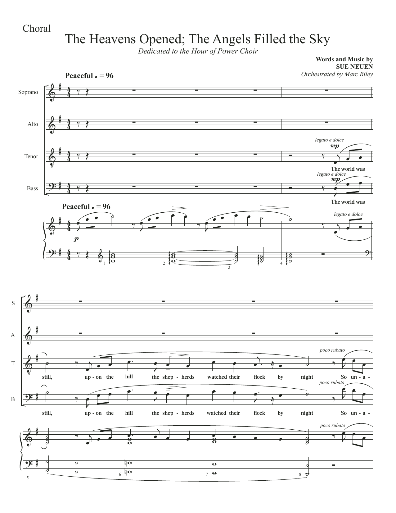 Download Sue Neuen The Heavens Opened; The Angels Filled T Sheet Music