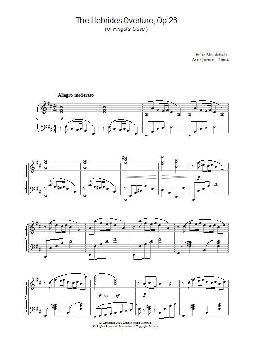 Download Felix Mendelssohn The Hebrides Overture, Op.26 Sheet Music