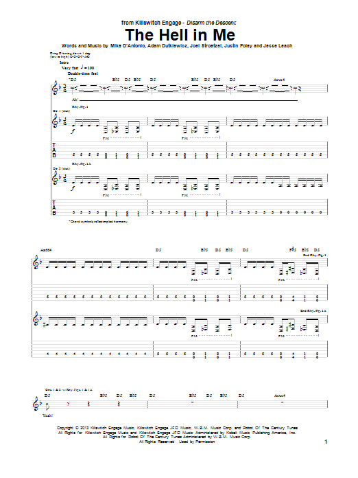 Download Killswitch Engage The Hell In Me Sheet Music