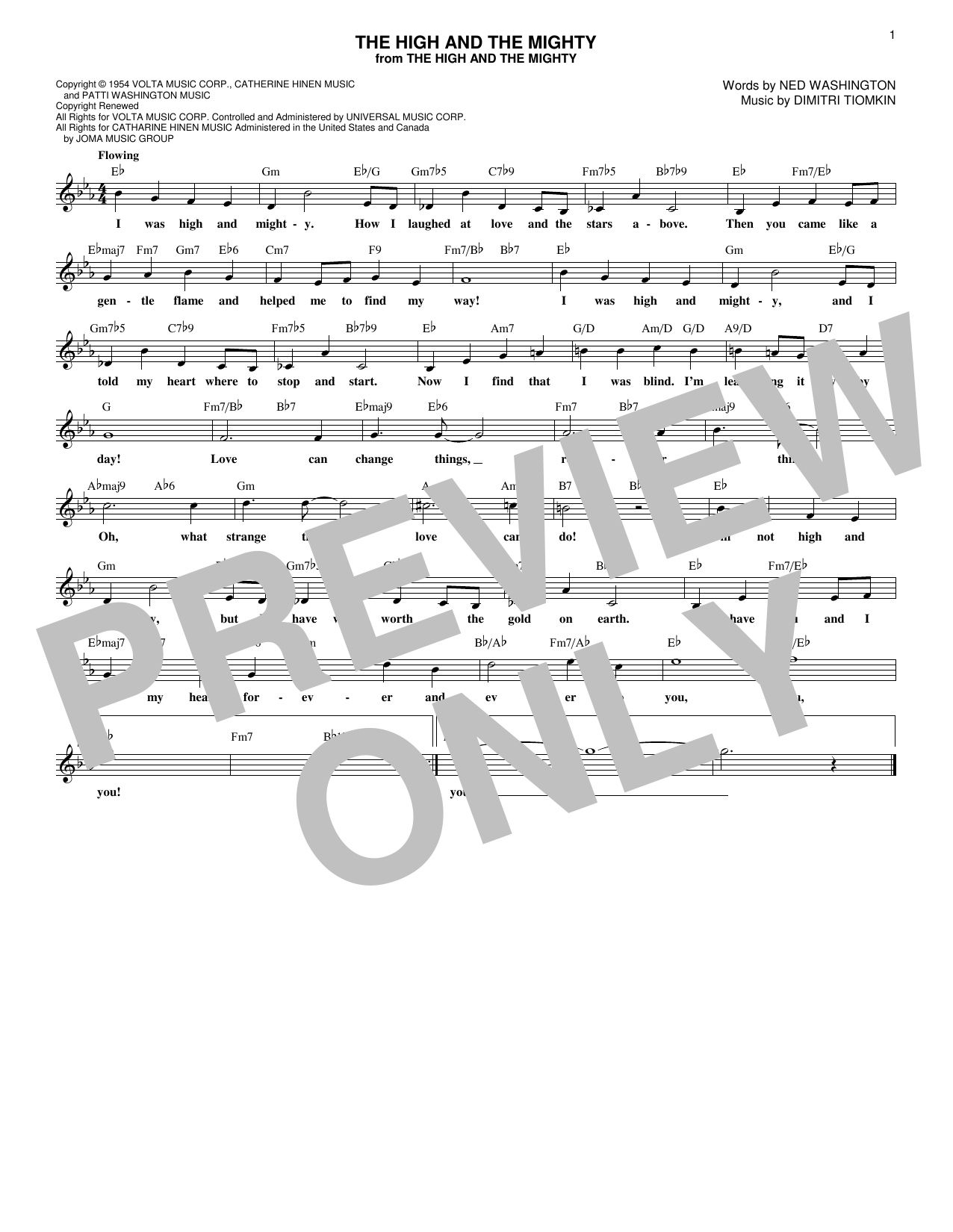 Download Ned Washington The High And The Mighty Sheet Music