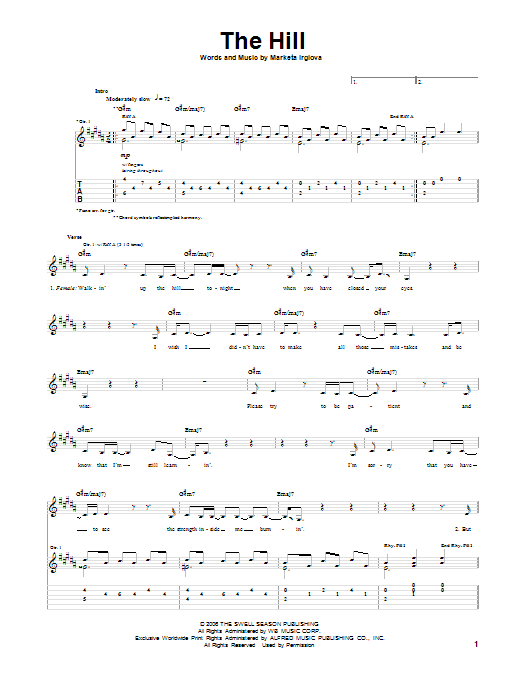 Download The Swell Season The Hill Sheet Music