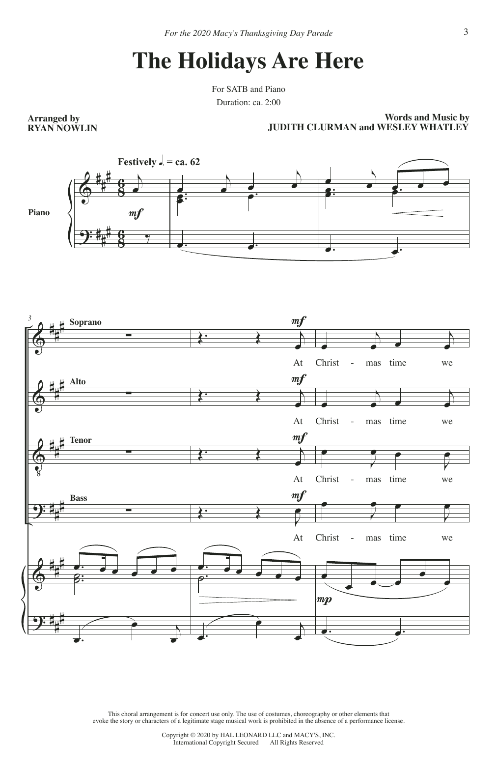 Download Judith Clurman & Wesley Whatley The Holidays Are Here (A Holiday Carol) Sheet Music