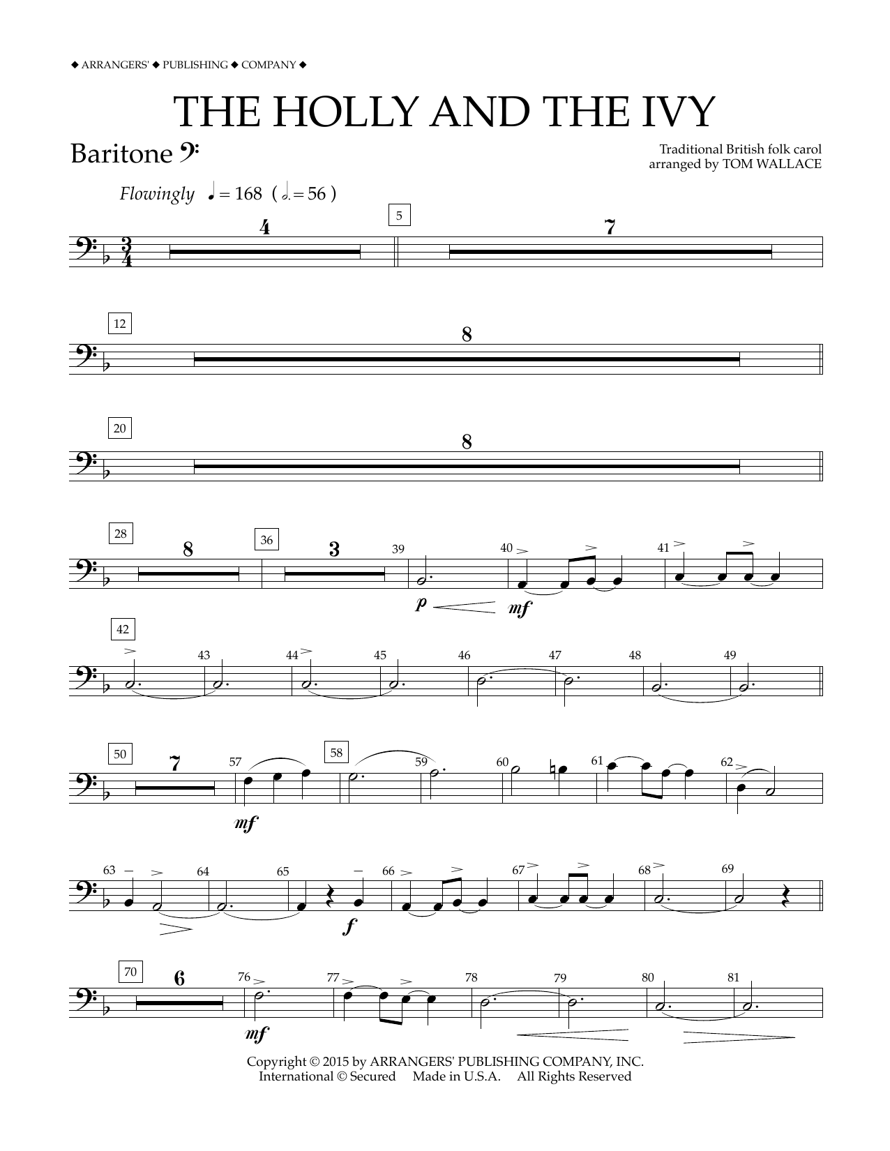 Download Tom Wallace The Holly and the Ivy - Baritone B.C. Sheet Music