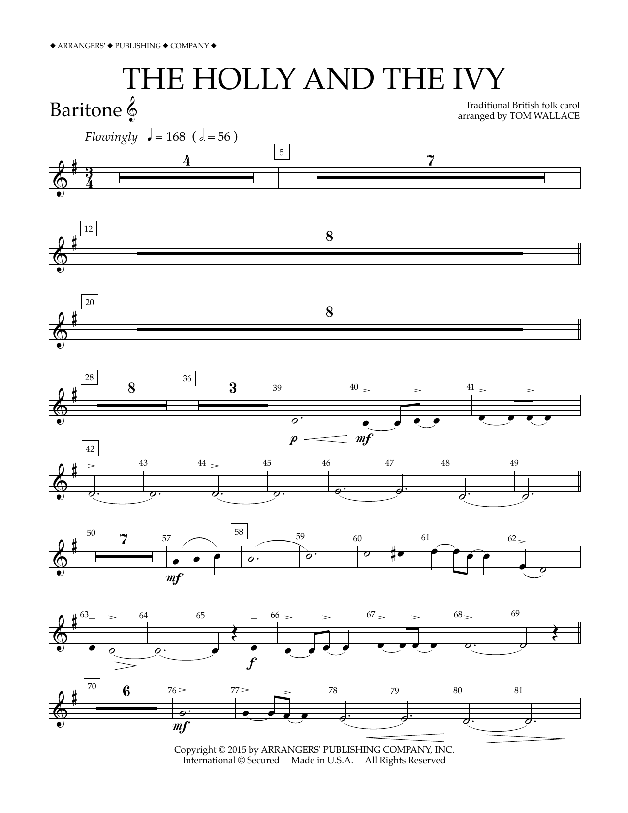 Download Tom Wallace The Holly and the Ivy - Baritone T.C. Sheet Music