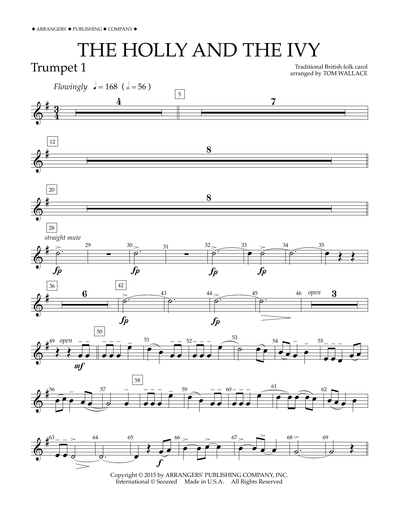 Download Tom Wallace The Holly and the Ivy - Bb Trumpet 1 Sheet Music