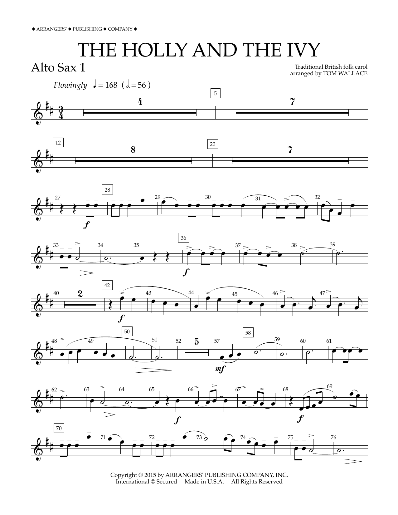 Download Tom Wallace The Holly and the Ivy - Eb Alto Saxopho Sheet Music