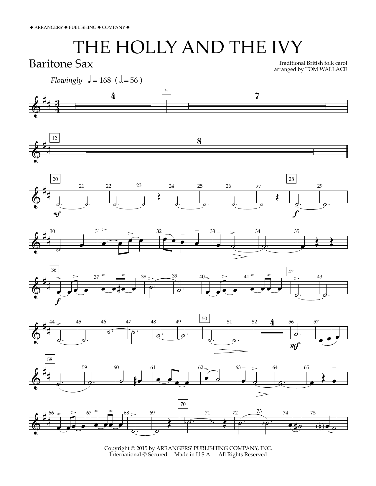Download Tom Wallace The Holly and the Ivy - Eb Baritone Sax Sheet Music
