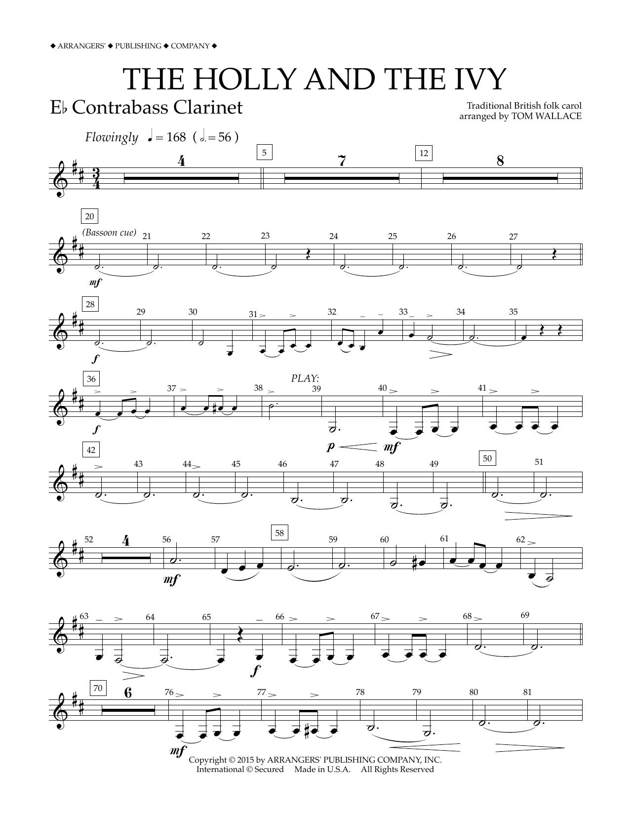 Download Tom Wallace The Holly and the Ivy - Eb Contra Bass Sheet Music