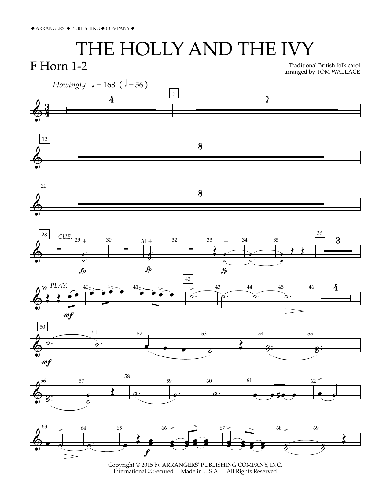 Download Tom Wallace The Holly and the Ivy - F Horn 1-2 Sheet Music