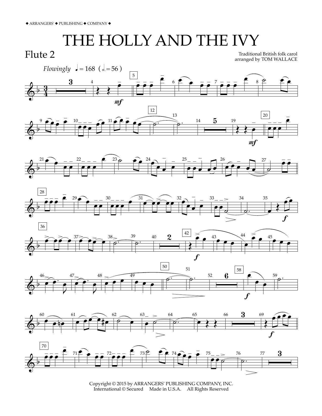 Download Tom Wallace The Holly and the Ivy - Flute 2 Sheet Music