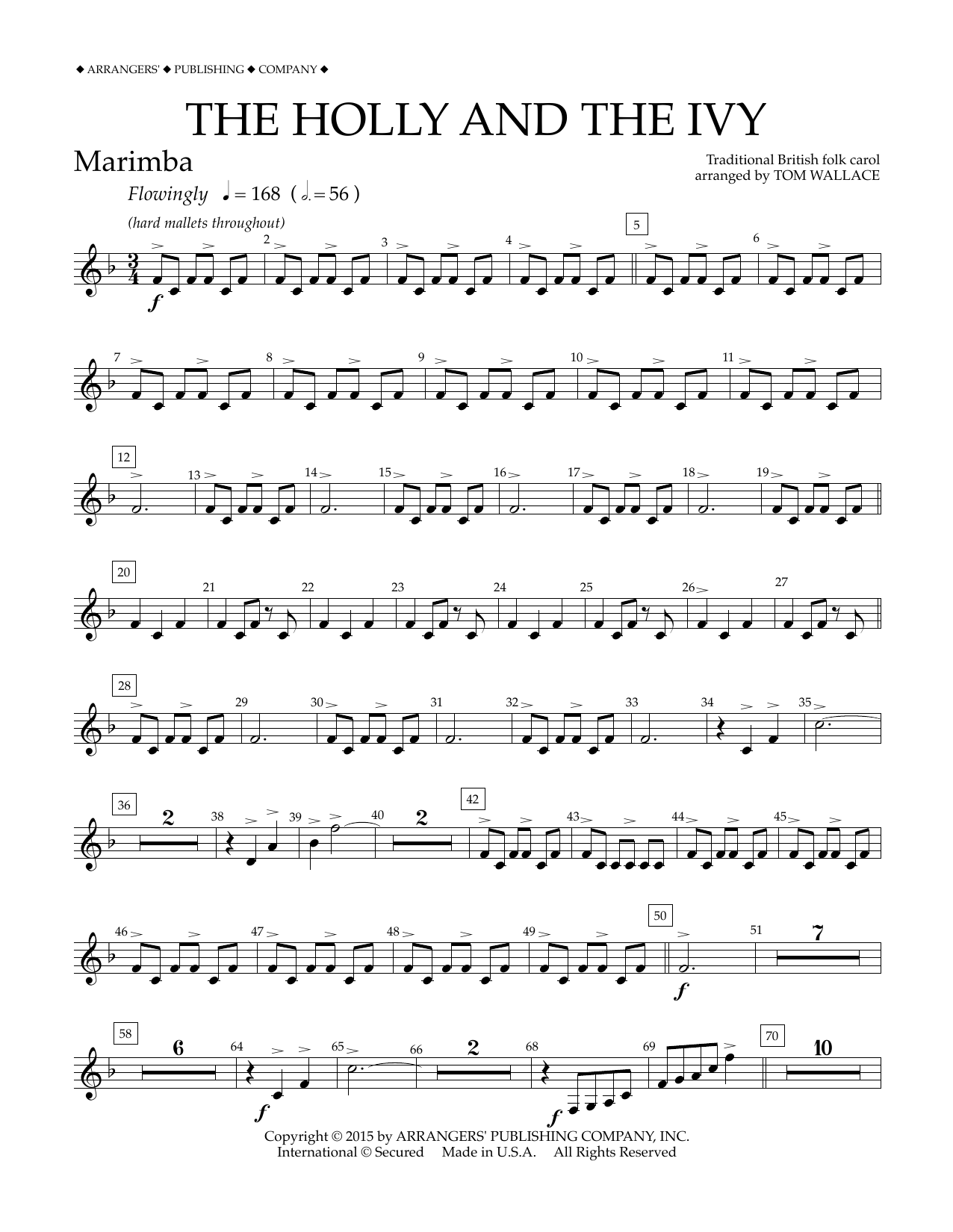 Download Tom Wallace The Holly and the Ivy - Marimba Sheet Music