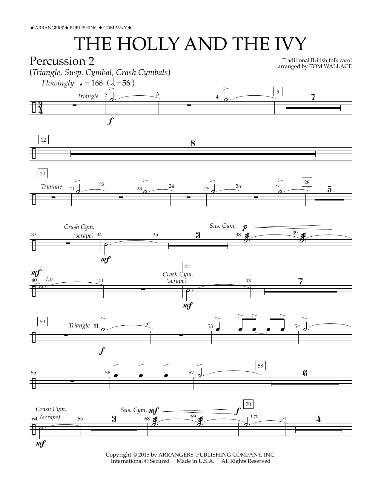 Download Tom Wallace The Holly and the Ivy - Percussion 2 Sheet Music